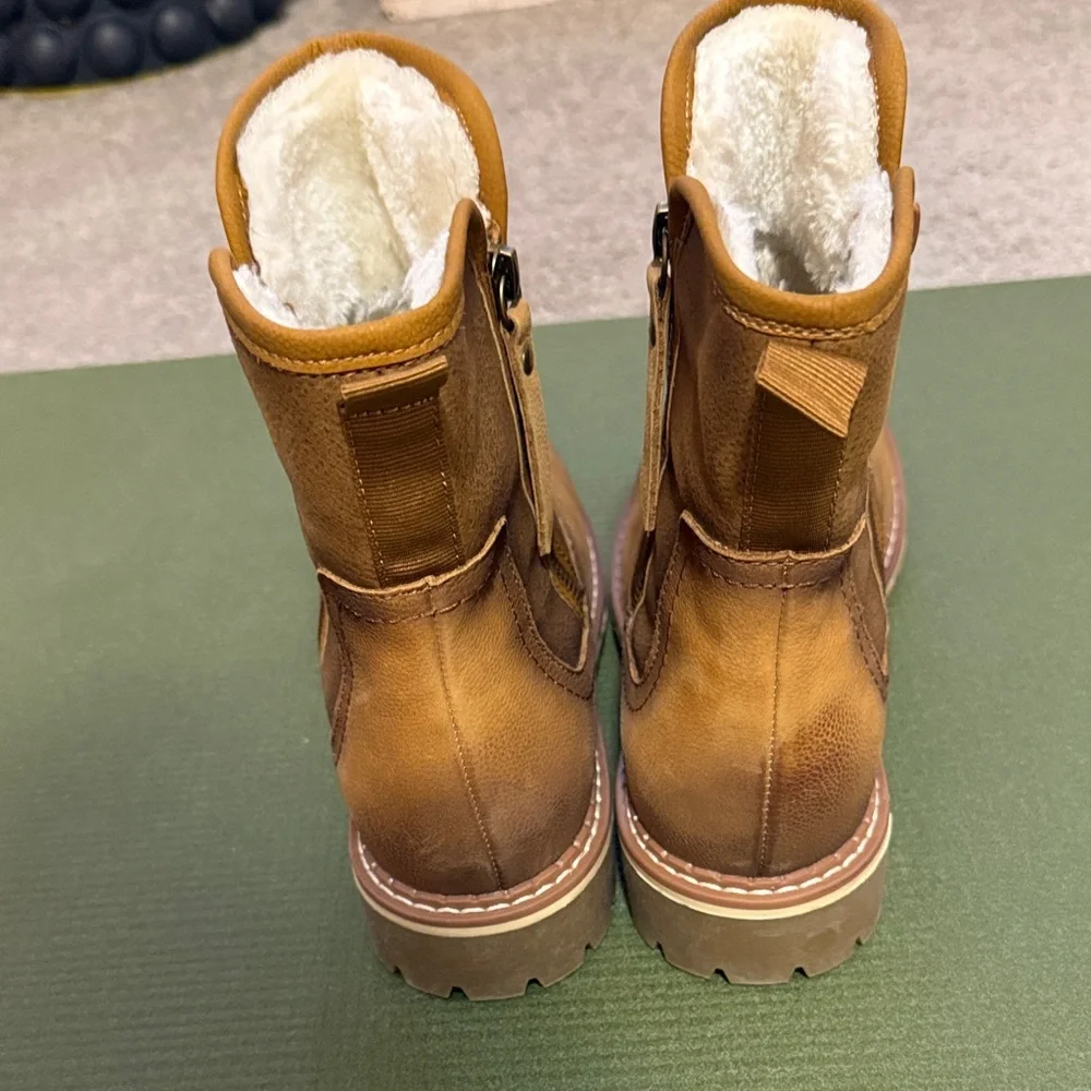 Spring Step Jovany Leather Booties EU 40 US 9 Tan Fur Lined Dual Zip Lug Sole - Picture 6 of 11